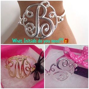Large Monogram Initial Bracelets, Gold or Silver